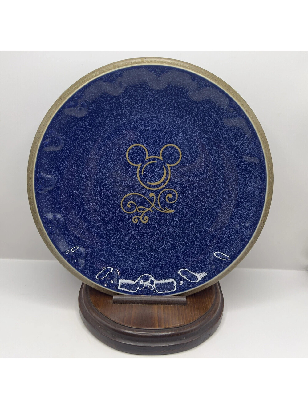Disney Parks Mickey Mouse Silhouette Logo Blue 8" Dessert Salad Plate